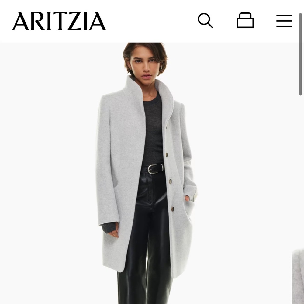 Aritzia Wilfred Cocoon Wool Coat—Grey